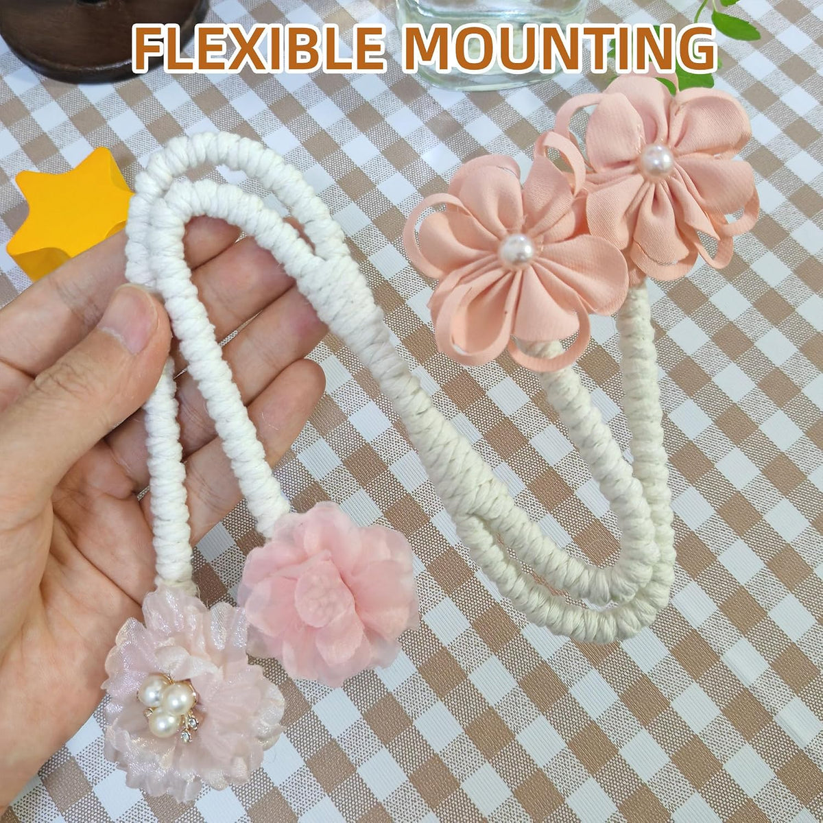 Flower Curtain Tiebacks - 2 Pack No Drill Decorative Holdbacks