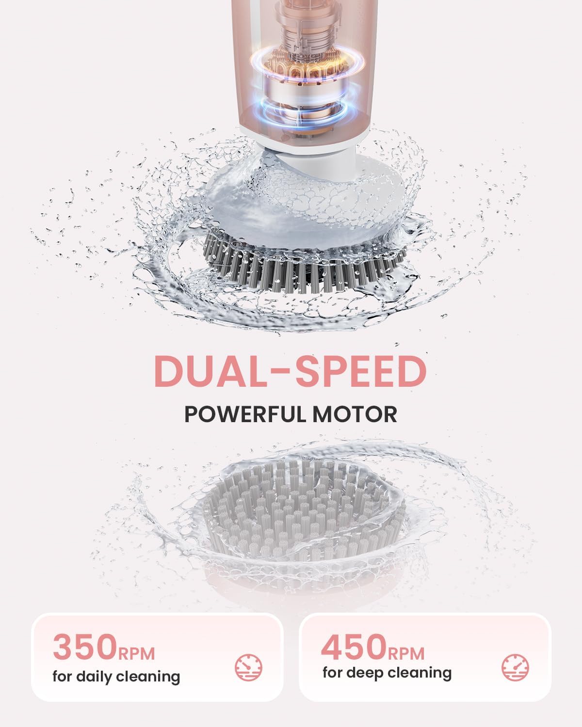 Electric Spin Scrubber, Shower Scrubber with 4 Adjustable Angles and 8 Brush Heads, Electric Scrubber with Long Handle & Remote Controller, Cleaning Brush for Bathroom, Tub, Floor (Pink)