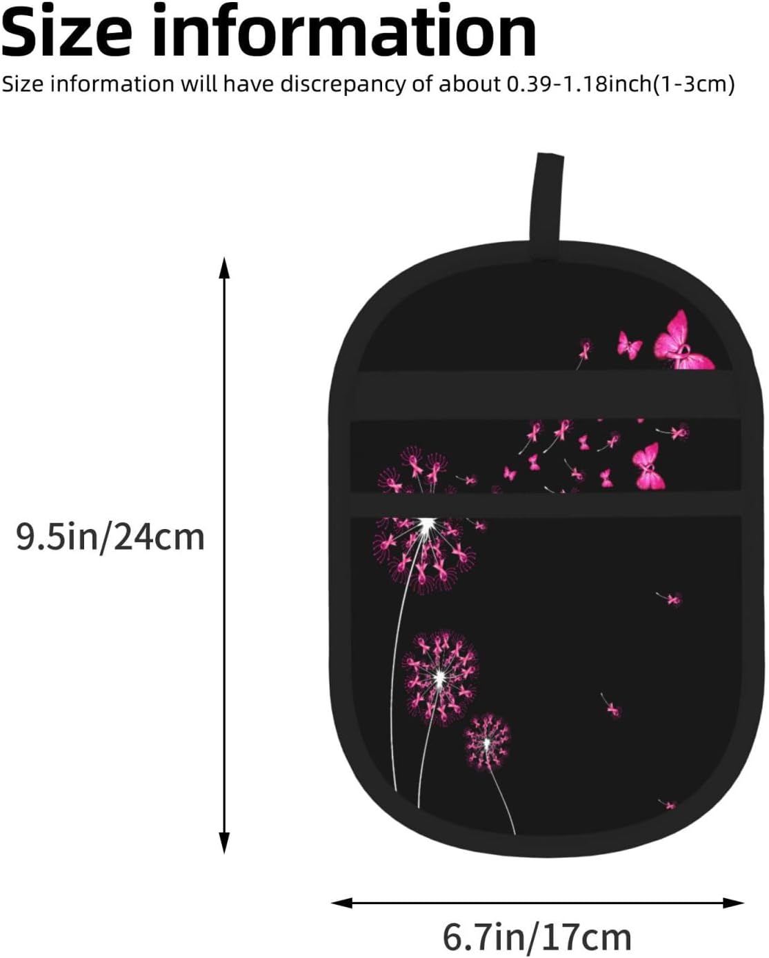 Breast Cancer Awareness Pink Ribbon Butterfly Pet Hair Removal Glove Dogs Hair Remover Glove Cats Fur Removal Tool with Hanging Loop for Couch 6.7X9.5 in