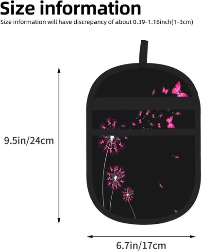 Breast Cancer Awareness Pink Ribbon Butterfly Pet Hair Removal Glove Dogs Hair Remover Glove Cats Fur Removal Tool with Hanging Loop for Couch 6.7X9.5 in