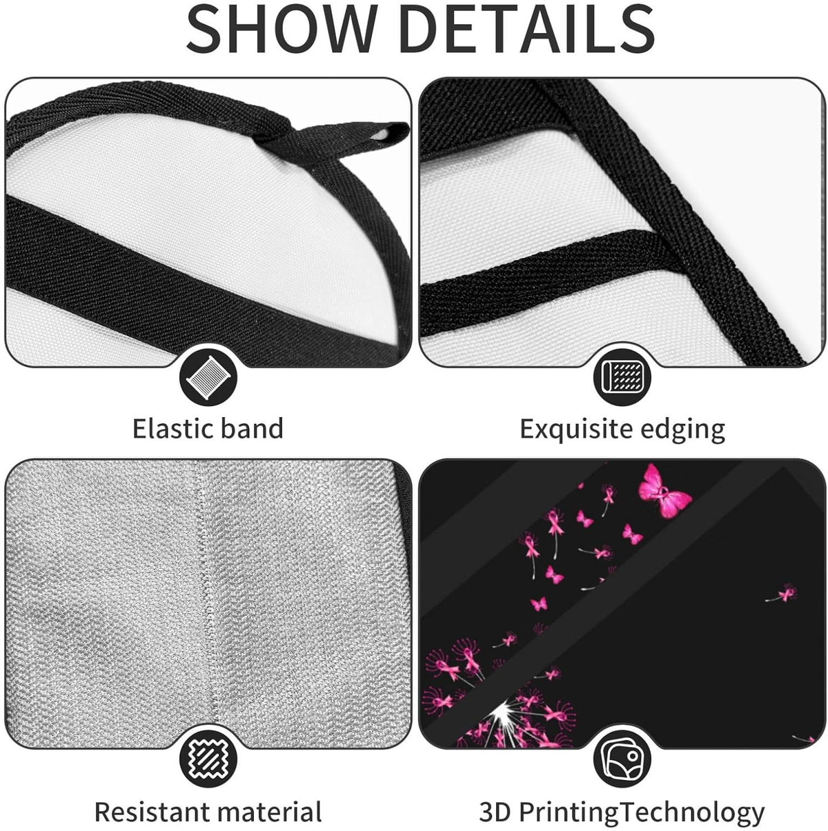 Breast Cancer Awareness Pink Ribbon Butterfly Pet Hair Removal Glove Dogs Hair Remover Glove Cats Fur Removal Tool with Hanging Loop for Couch 6.7X9.5 in
