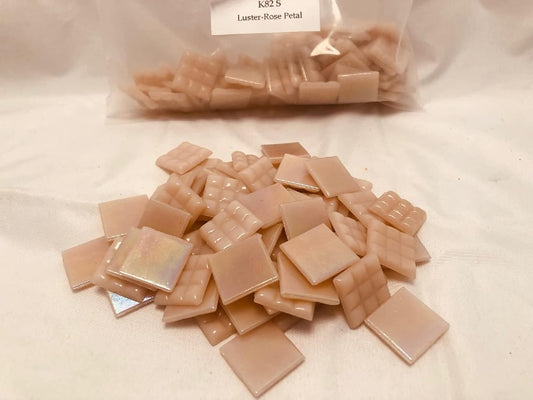 3/4" Pink Glass Tile - K 82 Rose Petal - 1 lb Bag Brand Mosaic Tile