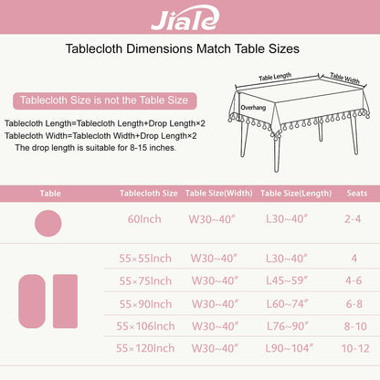 Gingham Tablecloth Rectangle Cotton Linen Fabric Checkered Table Cloth with Tassel Washable Wrinkle Free Buffalo Plaid Table Cover for Birthday Party Picnic Outdoor, Pink, 55x75