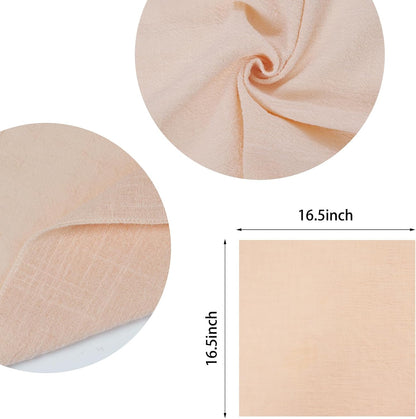 Cotton Linen Cloth Napkins Set of 6 Dinner Kitchen Napkins Bulk 17" x 17" Thick Table Reusable Washable Napkins for Dinner Wedding and Parties (6, Apricot)