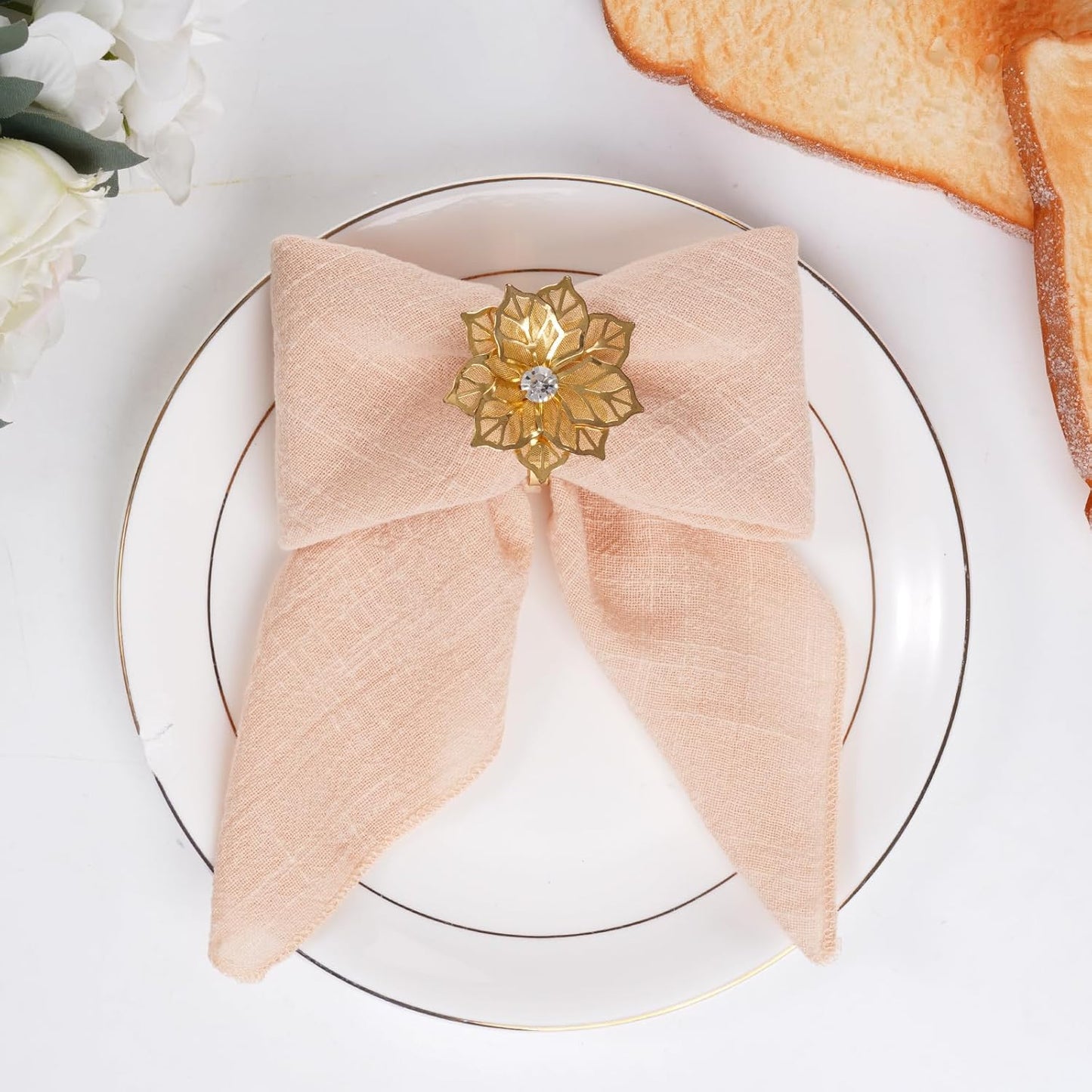 Cotton Linen Cloth Napkins Set of 6 Dinner Kitchen Napkins Bulk 17" x 17" Thick Table Reusable Washable Napkins for Dinner Wedding and Parties (6, Apricot)