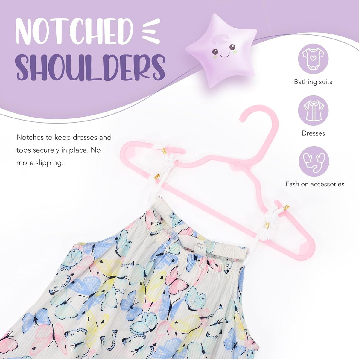 Plastic Baby Hangers for Closet 20 Pack, Durable Plastic Kids Hangers for Baby Clothes, Thin & Compact Childrens Hangers, Space Saving Pink Baby Hanger, Small Hanger for Kids Clothes