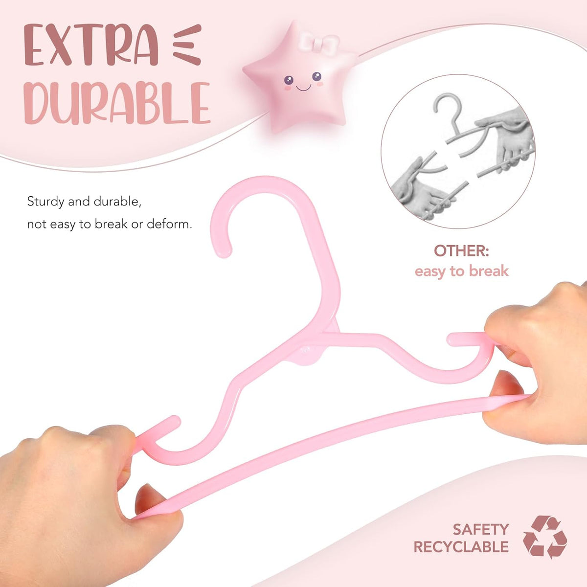 Plastic Baby Hangers for Closet 20 Pack, Durable Plastic Kids Hangers for Baby Clothes, Thin & Compact Childrens Hangers, Space Saving Pink Baby Hanger, Small Hanger for Kids Clothes