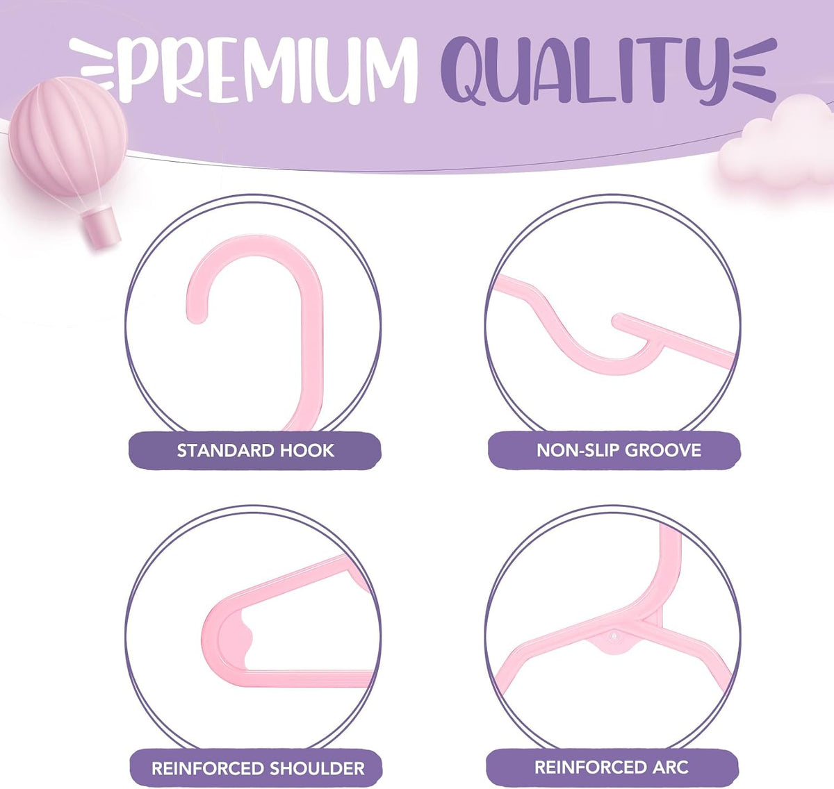 Plastic Baby Hangers for Closet 20 Pack, Durable Plastic Kids Hangers for Baby Clothes, Thin & Compact Childrens Hangers, Space Saving Pink Baby Hanger, Small Hanger for Kids Clothes