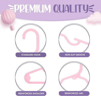 Plastic Baby Hangers for Closet 20 Pack, Durable Plastic Kids Hangers for Baby Clothes, Thin & Compact Childrens Hangers, Space Saving Pink Baby Hanger, Small Hanger for Kids Clothes