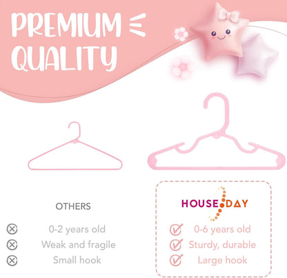 Plastic Baby Hangers for Closet 20 Pack, Durable Plastic Kids Hangers for Baby Clothes, Thin & Compact Childrens Hangers, Space Saving Pink Baby Hanger, Small Hanger for Kids Clothes