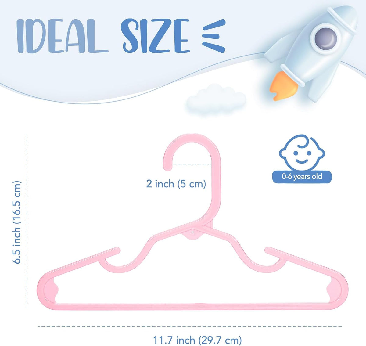 Plastic Baby Hangers for Closet 20 Pack, Durable Plastic Kids Hangers for Baby Clothes, Thin & Compact Childrens Hangers, Space Saving Pink Baby Hanger, Small Hanger for Kids Clothes