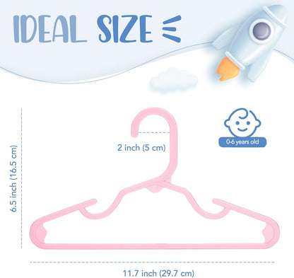 Plastic Baby Hangers for Closet 20 Pack, Durable Plastic Kids Hangers for Baby Clothes, Thin & Compact Childrens Hangers, Space Saving Pink Baby Hanger, Small Hanger for Kids Clothes