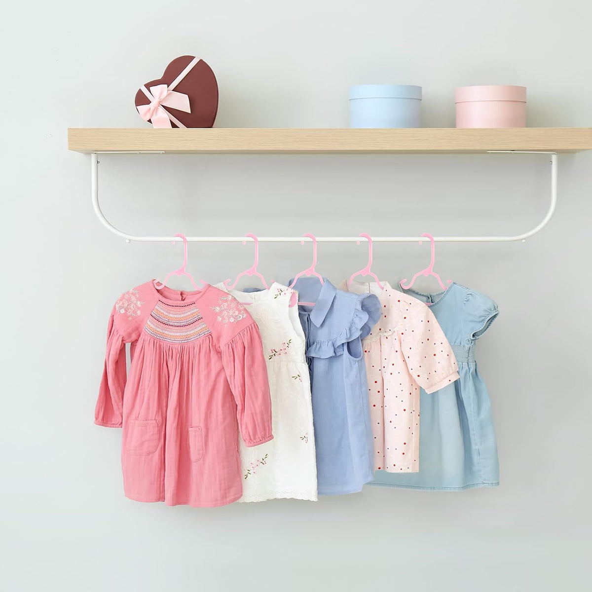 Plastic Baby Hangers for Closet 20 Pack, Durable Plastic Kids Hangers for Baby Clothes, Thin & Compact Childrens Hangers, Space Saving Pink Baby Hanger, Small Hanger for Kids Clothes