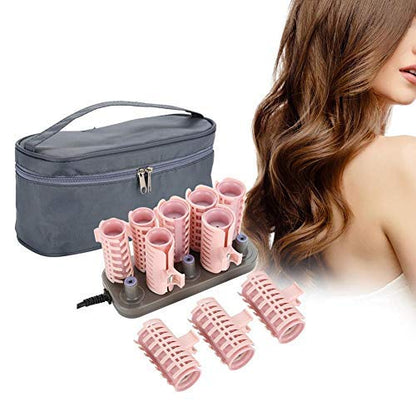 Heated Roller, 10 Piece Hair Curler Set, Classic Hair Tool for Short Hair and Long Hair, Upgrade, ABS High Temperature Resistance Material, Fast Heat, Rechargeable, Includes Bag, Pink