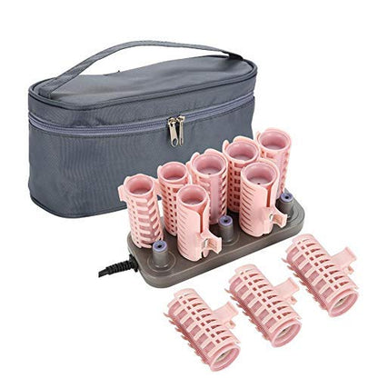 Heated Roller, 10 Piece Hair Curler Set, Classic Hair Tool for Short Hair and Long Hair, Upgrade, ABS High Temperature Resistance Material, Fast Heat, Rechargeable, Includes Bag, Pink