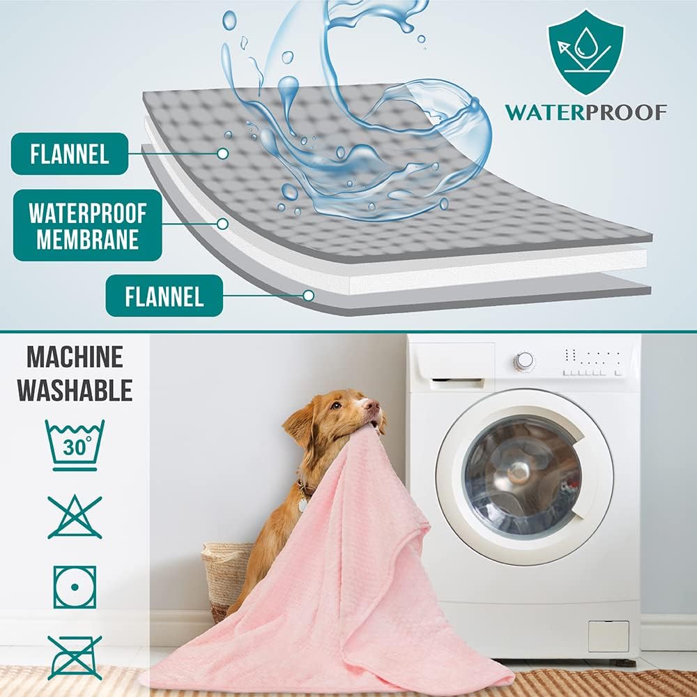 Waterproof Dog Blanket, Leakproof Puppy Blanket, 29x40 Light Pink