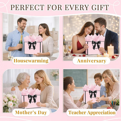 Pink Gift Bags Medium with Handles 2PCS for Wedding Birthday Party