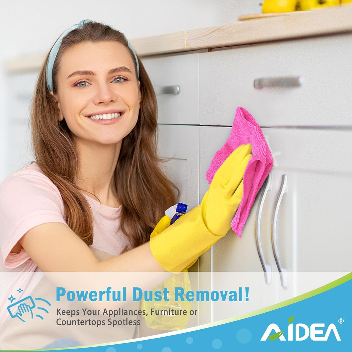 AIDEA Pink Microfiber Cleaning Cloth-12PK, Absorbent Cleaning Rags 12"x12"