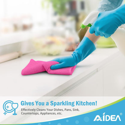 AIDEA Pink Microfiber Cleaning Cloth-12PK, Absorbent Cleaning Rags 12"x12"