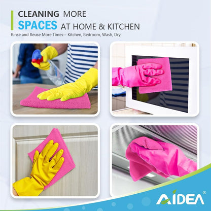 AIDEA Pink Microfiber Cleaning Cloth-12PK, Absorbent Cleaning Rags 12"x12"