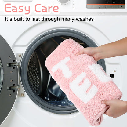 Pink Get Naked Bath Mat Girly Funny Small Bathroom Rugs