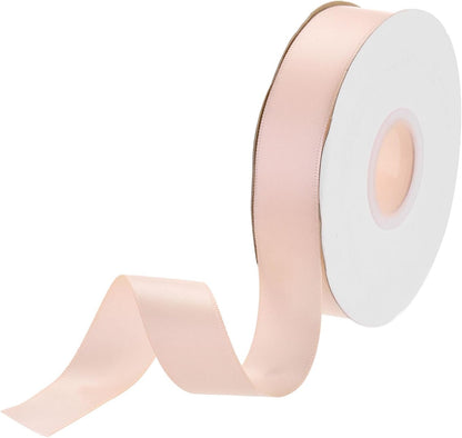 3/4 inch 25 Yards Satin Ribbon Thin Double Face Fabric Grosgrain Ribbon for Gift Wrapping Floral Hair Flower Bouquet, Pastel Pink