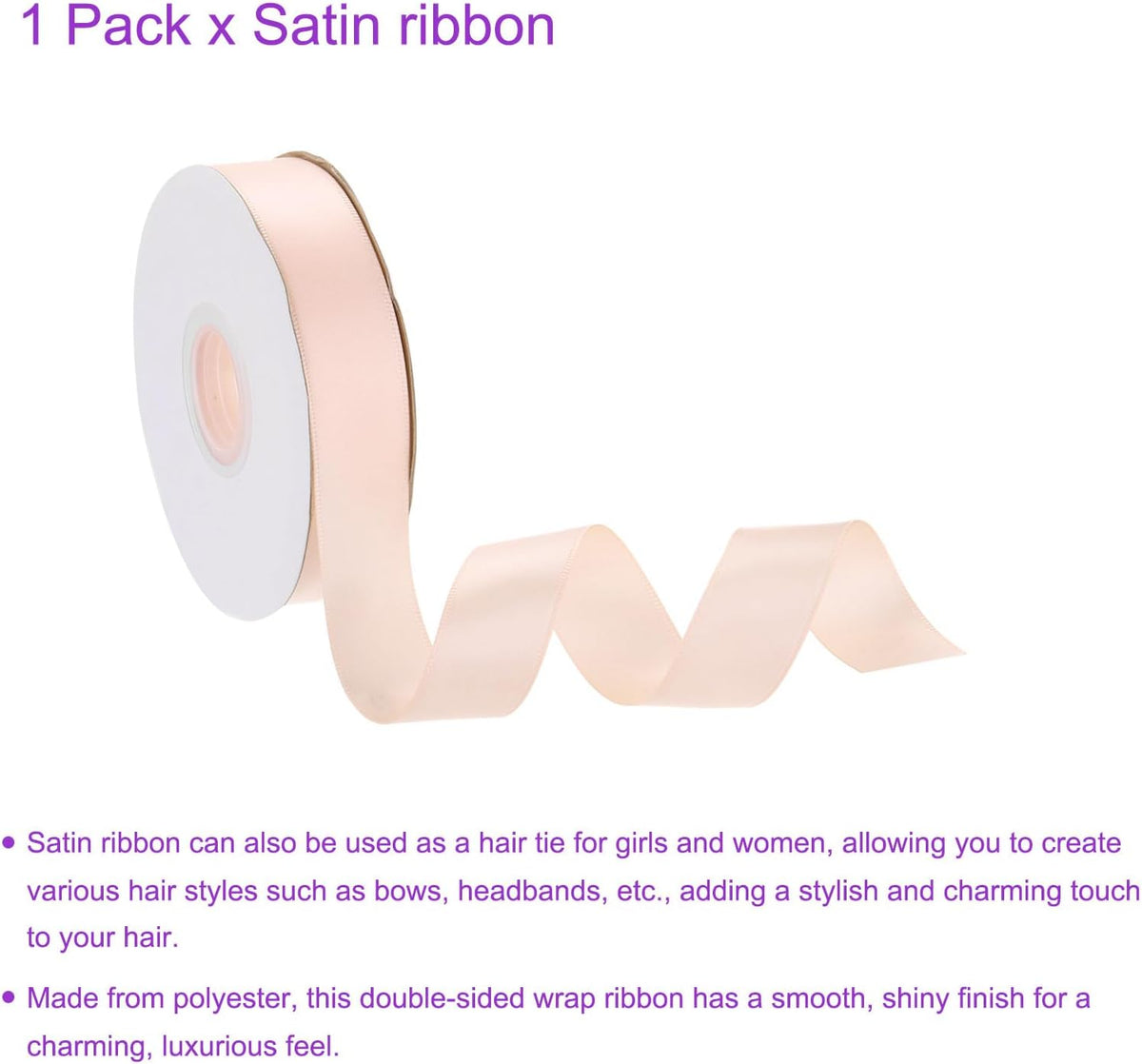 3/4 inch 25 Yards Satin Ribbon Thin Double Face Fabric Grosgrain Ribbon for Gift Wrapping Floral Hair Flower Bouquet, Pastel Pink