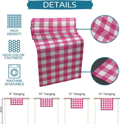 Peach Pink Checked Table Runner and Placemats for Dining Table,Burlap Coffee Table Runner 70 Inch Long Farmhouse Buffalo Plaid Country Grid Washable Table Mats for Kitchen Party Placemats Set of 6