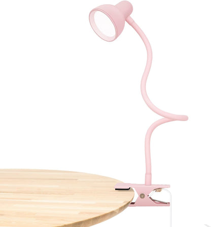Pink Small Desk Lamp Clip on LED Reading Light for Bed