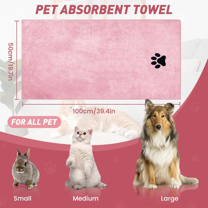 Pet Shower & Bath Supplies，Dog Shampoo Brush Set with Towel, Washing Gloves,Comb for Dogs and Cats (PINK)