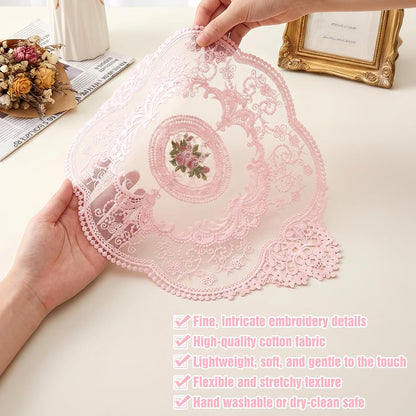 4Pcs Lace Doilies for Tables Retro French Style Lace Placemats