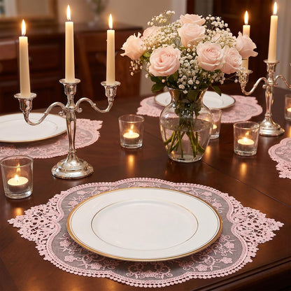 4Pcs Lace Doilies for Tables Retro French Style Lace Placemats