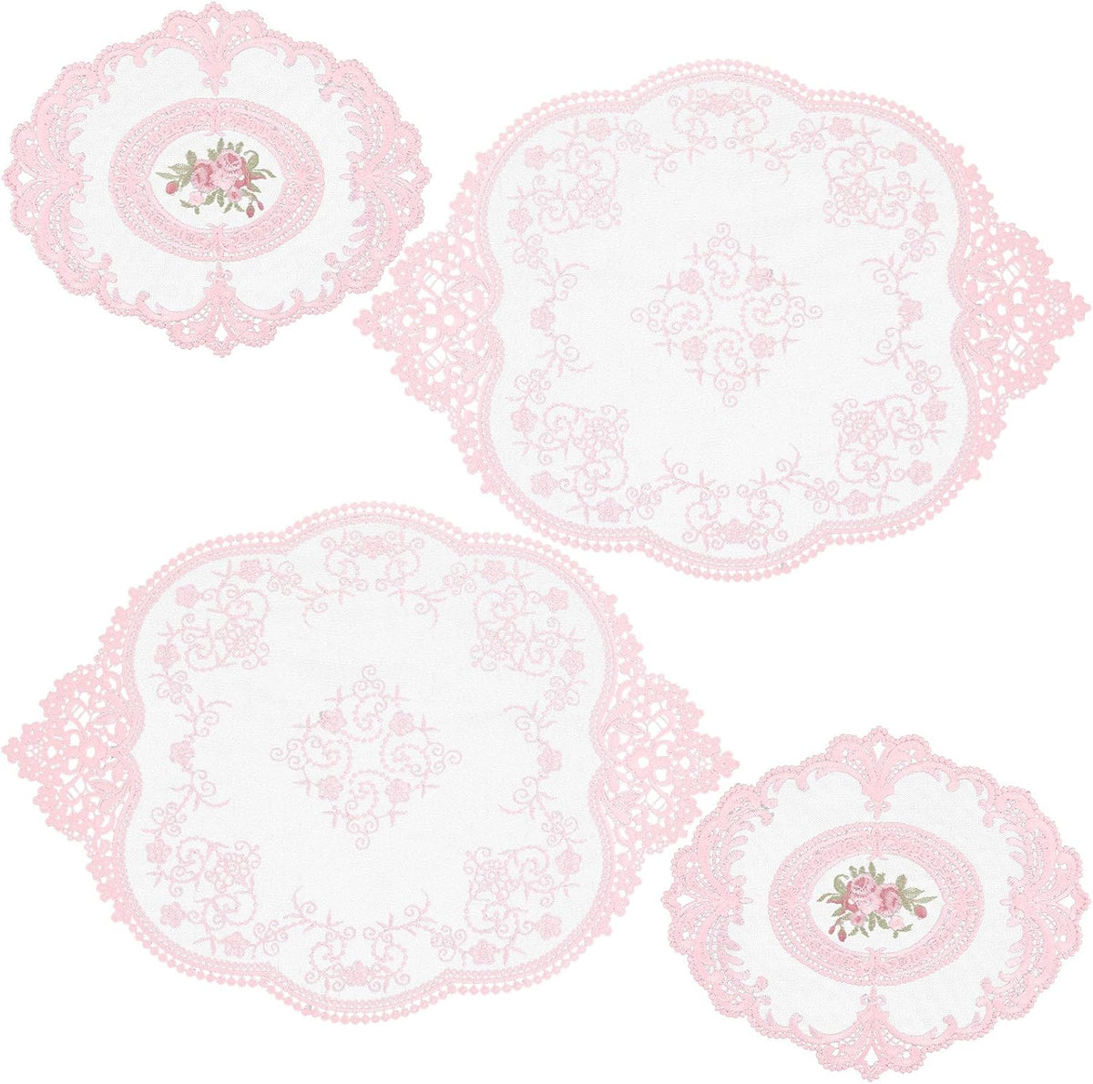 4Pcs Lace Doilies for Tables Retro French Style Lace Placemats