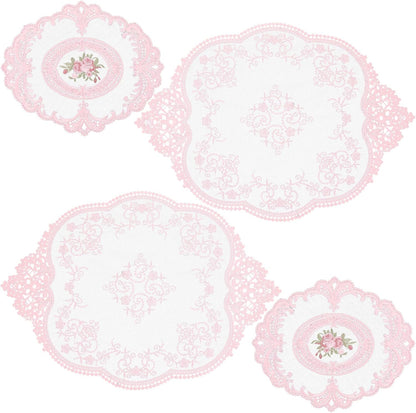 4Pcs Lace Doilies for Tables Retro French Style Lace Placemats