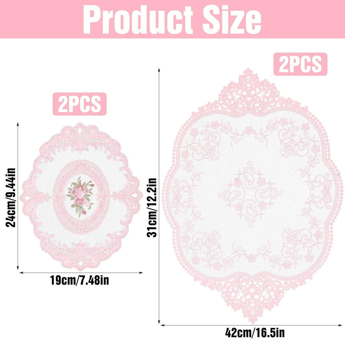 4Pcs Lace Doilies for Tables Retro French Style Lace Placemats