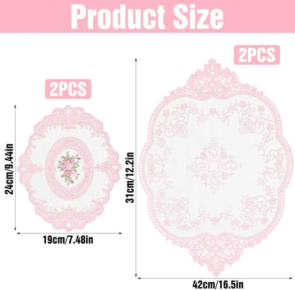 4Pcs Lace Doilies for Tables Retro French Style Lace Placemats