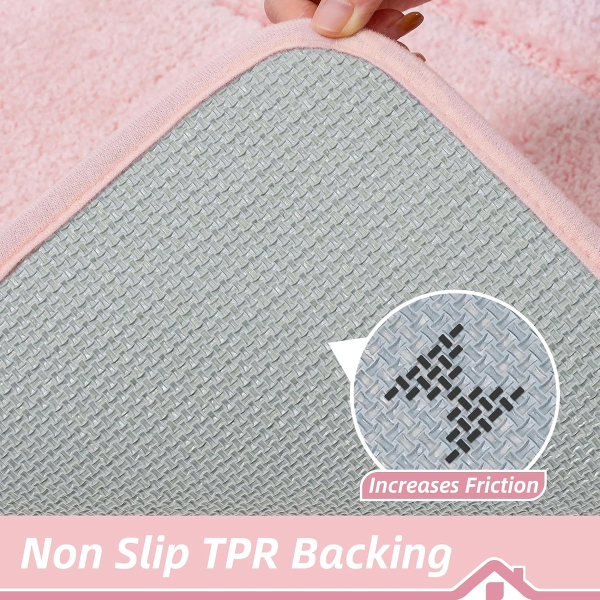 Bathroom Rugs Non Slip Bath Mat Soft Absorbent, 24"x48", Pink