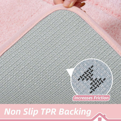 Bathroom Rugs Non Slip Bath Mat Soft Absorbent, 24"x48", Pink
