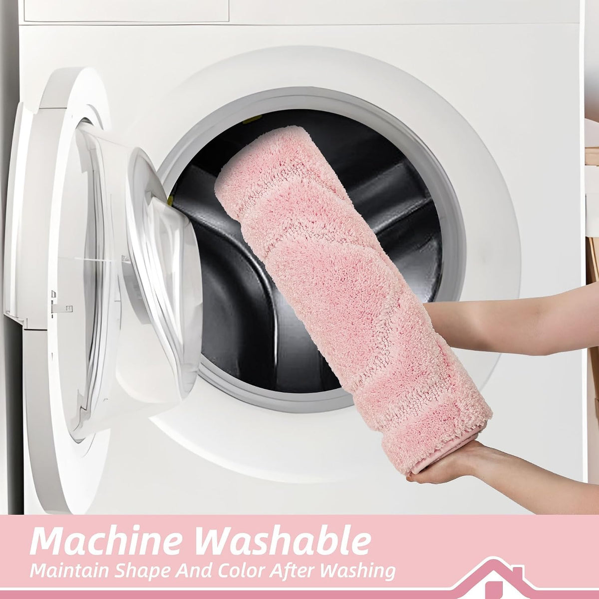 Bathroom Rugs Non Slip Bath Mat Soft Absorbent, 24"x48", Pink