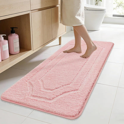 Bathroom Rugs Non Slip Bath Mat Soft Absorbent, 24"x48", Pink