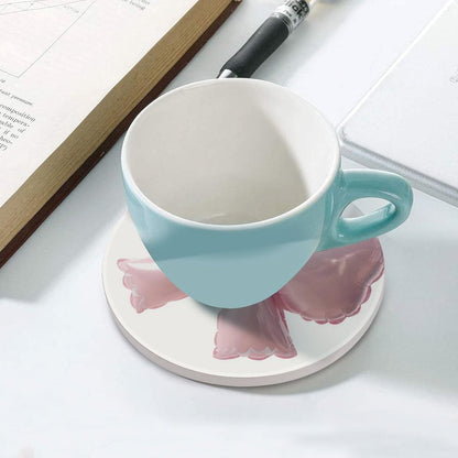 Light Pink Bow Balloon Coasters Set of 4 Absorbent Coasters