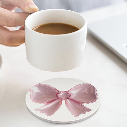 Light Pink Bow Balloon Coasters Set of 4 Absorbent Coasters