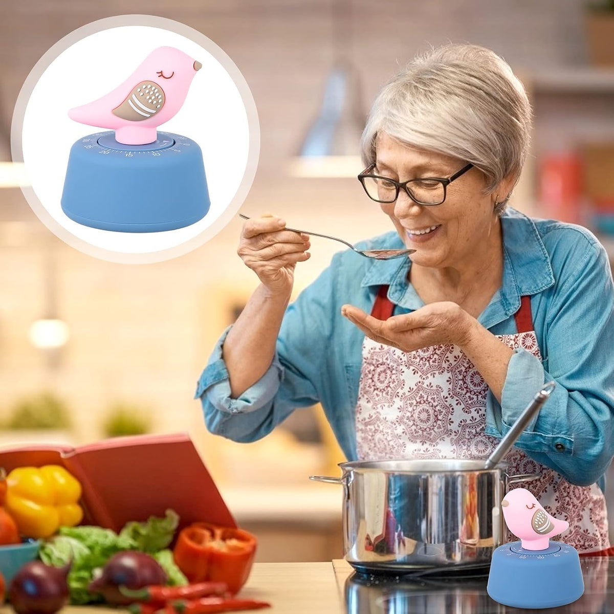 Mechanical Kitchen Timer Manual Wind up Cooking Timer Cartoon Countdown with Alarm for Home Kitchen Kids Activities Salon Use 3.54 X 2.75 X 2.75 in