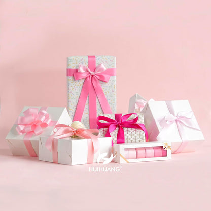 Pink Satin Ribbon 1 inch Baby/Light/Hot Pink Double-Faced Satin Ribbons for Flower Bouquet, Gift Wrapping, DIY Crafts, Bridal Shower Wedding Decor- 6 Rolls, Total 30 Yards