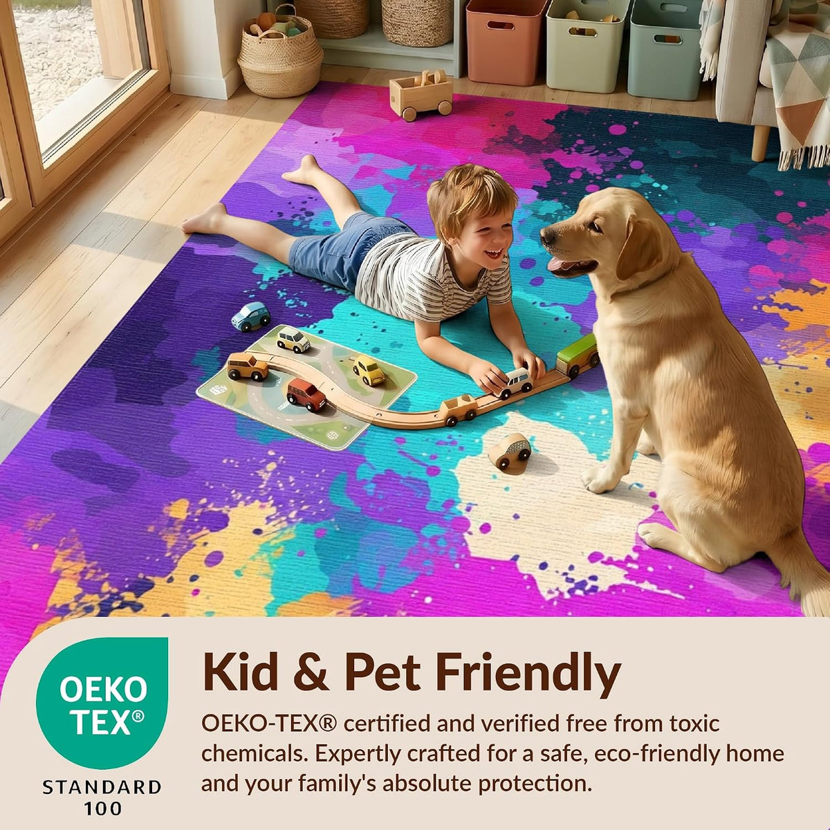 5'x7' Smooth Finish Abstract Abstract Washable Mat, Pink for Guest Room, Lounge, Apartment, Flatweave & Snag-Free Daily Traffic Ready Area Rug | 2142251