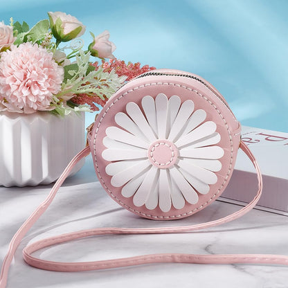 DIY Purse Sewing Kit, DIY Crafts Lovely Shoulder Bag Sewing Materials Cute Flower Sewing Pattern Sewing Round Bag Kit for Handmade Purse Making Accessories Birthday Xmas Valentine Gift, Pink