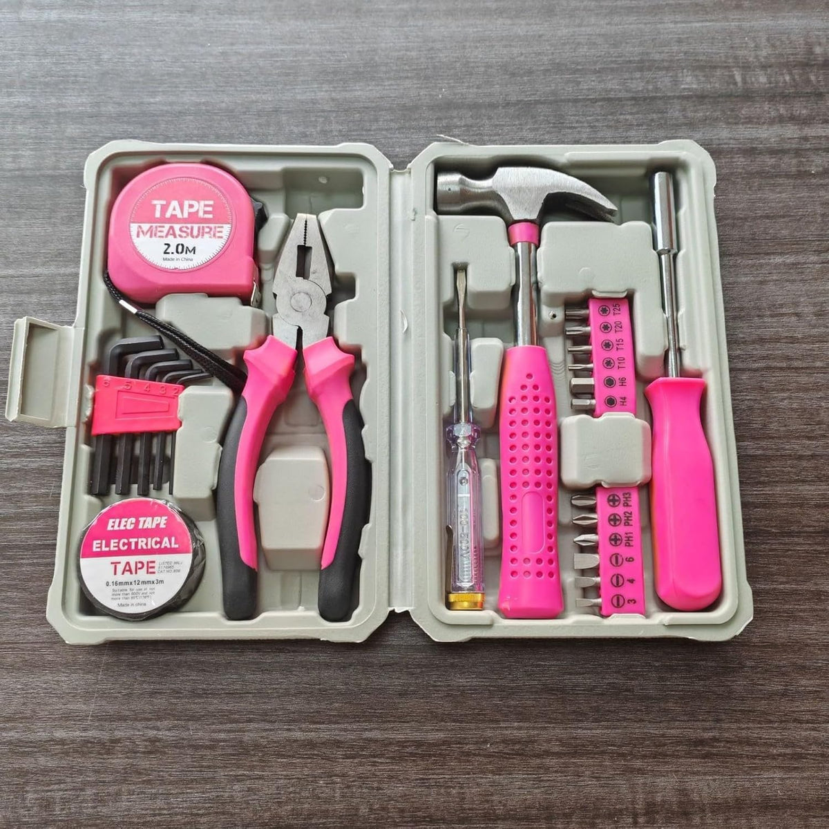 23 Piece Pink Steel Home Set With Soft Grip Handles For Craft And Household Maintenance