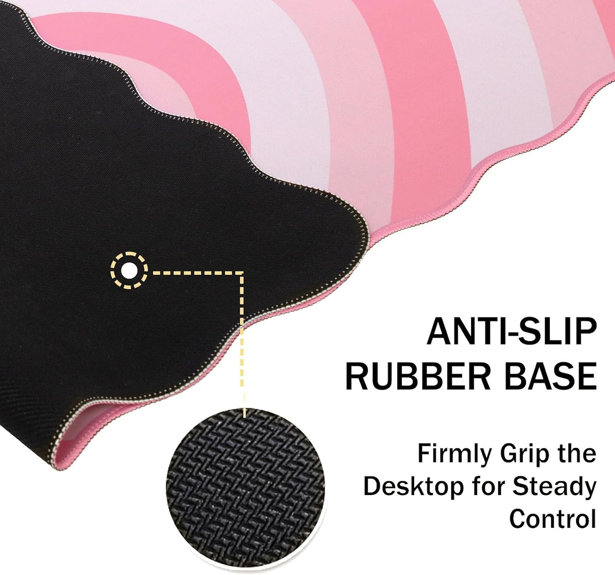 Pink Mouse Pad,Cute Desk Mat XXL Large Scalloped Gaming Mousepad,35.4x15.7in Non-Slip Rubber Base Keyboard Pad Waterproof Desktop Mat for Laptop Computer Work Game Home Office-Pink Heart
