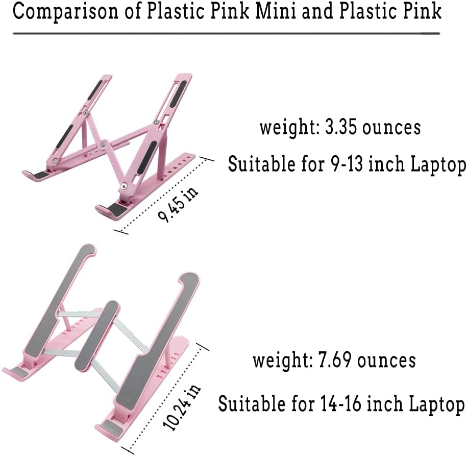 Laptop Stand for Desk,Very Portable and use Anywhere,Compatible with 9-15 inch Laptops(Plastic Pink)