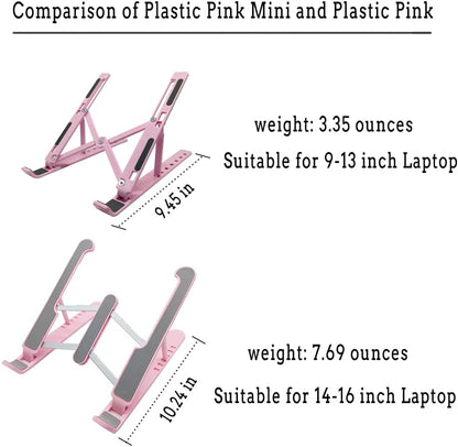 Laptop Stand for Desk,Very Portable and use Anywhere,Compatible with 9-15 inch Laptops(Plastic Pink)